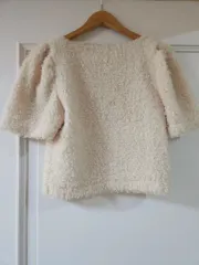 半袖 ニット アイボリー ボア