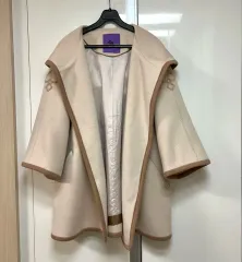 EGOIST ウール カシミア バイカラー フード ケープ ショートコート ハーフコート