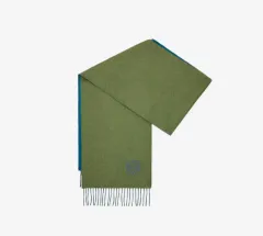 新商品 LOEWE バイカラー アナグラム ロゴ カシミア スカーフ マフラー グリーン