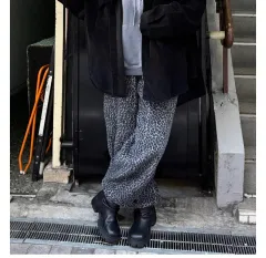 グレー レオパード フリース パンツ ズボン ワイド シャーリング