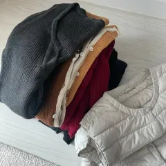レディース服 7着 ニット カーディガン 軽量ダウンベスト まとめ