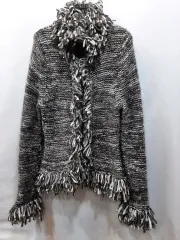 日本 モヘア ブラウンメランジ 日本酒デコレーション ジップアップニットジャケット wbr1