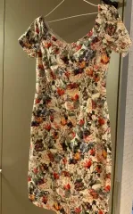 ZARA(ザラ) L フラワー 花 リップ ワンピース ロング H ライン オフショルダー