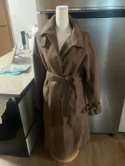 茶色 ベルト付きロングコート