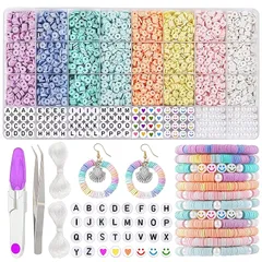 【新品】 Honnydend ビーズアクセサリーキット 4000個 ブレスレット製作用クレイビーズ 女の子 真珠 アルファベット のブレスレット作成キットを含む 誕生日 プレゼント DIY材料 1