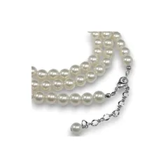 【新品】 [あなたと私の宝石箱] 日本製＞パールネックレス ロング70-76cm 7.0mm珠花珠光沢ホワイト系フェイク真珠9026 0