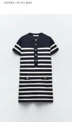 ZARA(ザラ) ストライプ ニット ワンピース ミニワンピース 丈