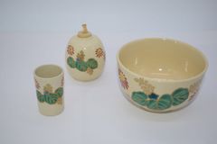 茶道具 茶箱用 茶碗 茶巾筒 振出 鳴海織部 菊泉窯 田中源彦 新品
