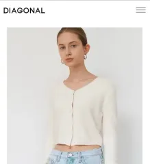 DIAGONAL アンゴラ カーディガン 白 ファージャケット ニット ザラ ミシャ サテン オンアンドオン ポロ