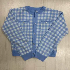 チェック カーディガン ニット 出品