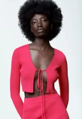 ZARA(ザラ) zara リブ リボン カーディガン 新品