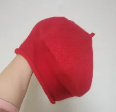 赤 ベレー帽 ビーニー キャスケット 冬用帽子 ニットハット