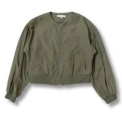 グローバルワーク カーキ セミクロップド ポリ コットン ジャケット M