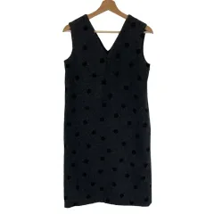 X ー girl はい ドットパターン ノースリーブ ウール ワンピース