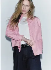 (新製品) ザラ オーバーサイズ ストライプ シャツ