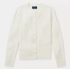 QR証明書/ Ralph Lauren(ラルフローレン) ポロ ケーブル ニット カーディガン ガール XL (新規)