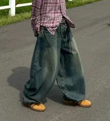 黄色 デニム ブリキベース バルーン デニムパンツ