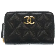 CHANEL (シャネル) ココマーク キルティング マトラッセ コインケース ミニ財布 ウォレット ブラック キャビアスキン ゴールド金具