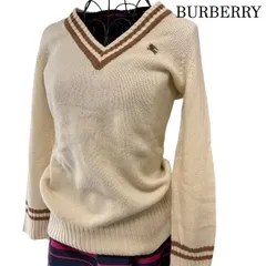バーバリー・ブルーレーベル　BURBERRY BLUE LABEL　Vネック チルデンニット ホースロゴ刺繍