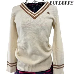 バーバリー・ブルーレーベル　BURBERRY BLUE LABEL　Vネック チルデンニット ホースロゴ刺繍