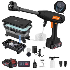 ★新品★高圧洗浄機 22L折り畳みバケツ付き コードレス高圧洗浄機 充電式 10MPa圧力 30000mAh 最大噴射距離10M 3段階水?調節 約18モード調節可能 出水自動化 ボタン長押し不要 6in1多機能ノズル フォームノズル 洗車店 a9c14ae8