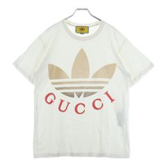 GUCCI アディダス コラボ 半袖Tシャツ ピンク プリント トレフォイル 