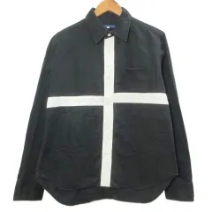 メイドインワールド MADE IN WORLD KNOT by made in world シャツ 長袖 バイカラー 2 M相当 ブラック ホワイト /X