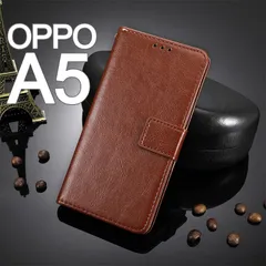 OPPO A5 手帳型 ブラウン スマホケースのサムネイル