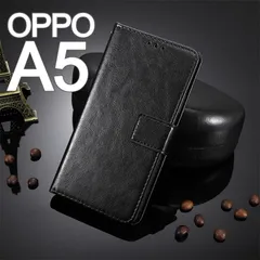 OPPO A5 手帳型 ブラック スマホケースのサムネイル