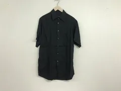 本物レコパンLesCopainsリネン麻半袖シャツメンズサーフアメカジミリタリーストリートスケーターワークビジネススーツモードゴルフドレス黒ブラック40イタリア製Lのサムネイル