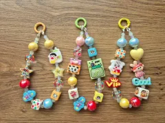 クレヨンしんちゃん、しんちゃん、シロ ビーズ スマートフォン ストラップ キーホルダー バッグホルダー