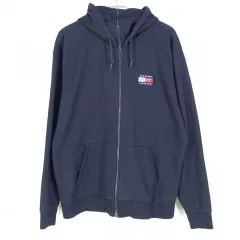 Tommy Hilfiger(トミーヒルフィガー) メンズ ハイネック バックロゴ フード付き ジップアップパーカー ネイビー （ HU36106 ）