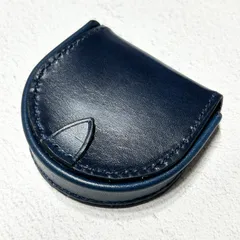 【B級品】馬蹄型コインケース　ヌメ革　ネイビー　× 青