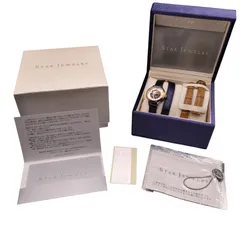 【希少】STAR JEWELRY ムーンフェイズ 1P ダイヤ きせかえウォッチ ネイビー キャメル 2バンド 本革 レザー ダブルループバンド 2018年 クリスマス限定 スタージュエリー