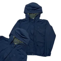 アディダス ネイビー ポケット クロップド フード ウィンドブレーカー L