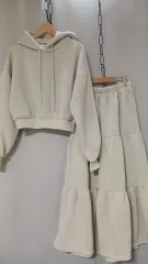 JY-381 裏起毛パーカー セットアップ スカート トレーニングウェア セット