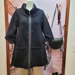 DKNY 8分袖 ジップアップ ウール コート