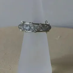 NO267 天然石ラブラドライト編み込みリング・フリーサイズ