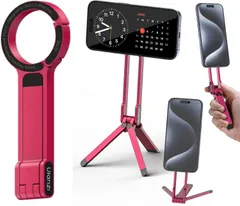 新品 Ulanzi MA30 スマホ三脚/MagSafe対応 金属製 強力マグネット 折りたたみ式 持ち運び便利 自撮り棒 スマホスタンド 撮影 動画鑑賞に最適 レッド