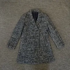 Comme ca du mode ネイビー ツイード ミディ コート