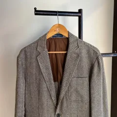 13309 - ポロ ラルフローレン ヘリンボーン ブレーザー ジャケット (42R) (麻 67%