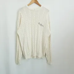 ポロクラブ 刺繍 ロゴ ケーブル編み ケーブル 長袖 コットン ニット Tシャツ メンズ L H209