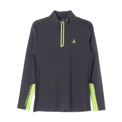 L le coq sportif(ルコックスポルティフ) ゴルフ ダークグレー バイカラー ハーフジップアップ Tシャツ