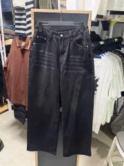 ルーズフィット ウォッシュ 黒 デニム パンツ