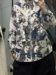 カモフラ ミリタリーフレーバー オーバーサイズ ウインドブレーカー