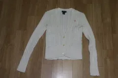 (55)1454 ポロ/アイボリー チェーンカーディガン