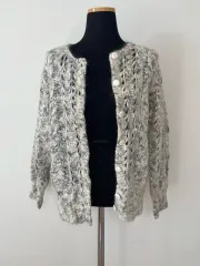 白 青 シルト カーディガン