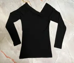 アシンメトリー オフショルダー 長袖 Tシャツ カバー力アップ