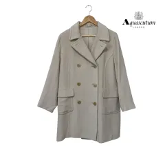 アクアスキュータム ダブル ボタン オーバーサイズ ロングコート ベージュ アイボリー L 日本 ヴィンテージ