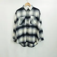 ヴィンテージ オンブレ CHECK パータン ポケット オーバーサイズ 長袖 シャツ 男F H230